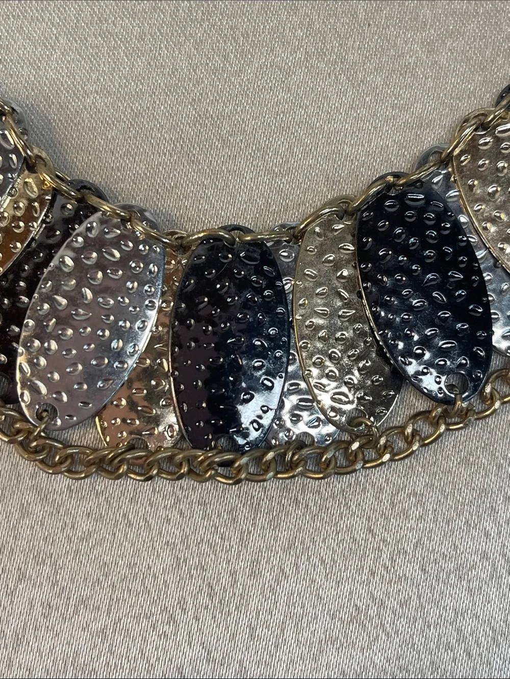 Hammered Multi-Tone Leaf Statement Necklace - Unbranded